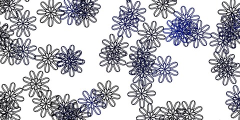 Light BLUE vector doodle template with flowers.