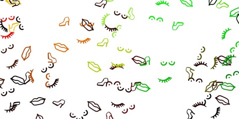 Light Green, Yellow vector backdrop with woman's power symbols.