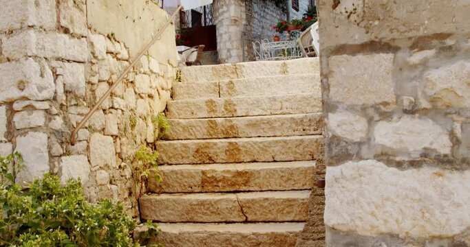 The streets and seafront of Rovinj town, Croatia