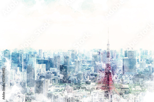 東京の都市風景 Canvas Print Canvas Prints Wallsheaven Kurosuke