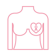 breast female with ribbon line style icon vector design