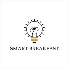 Simple Minimalist Scrambled Egg with Bulb, Spoon and Fork Logo Design Inspiration