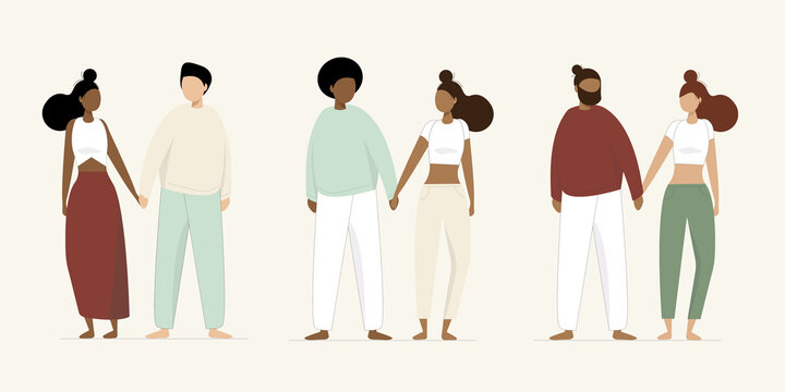 Set of 3 Interracial Couples - Diversity Concept Character Set