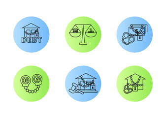 Finance. Vector illustration set of icons seizure of property, foreclosure