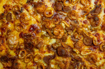 Obraz na płótnie Canvas pizza on table, top view of pizza 