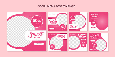 Sweet dessert banner for social media post template