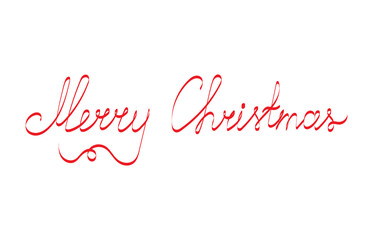 Merry Christmas hand lettering isolated on white. Vector image.