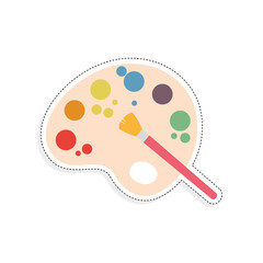 Isolated paint palette icon with a paintbrush - Vector illustration