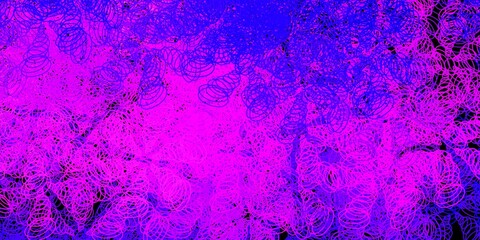 Dark purple, pink vector background with bubbles.