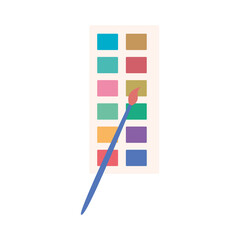 Isolated paint palette icon with a paintbrush - Vector illustration