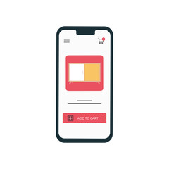 Cell phone with virtual store. Online shopping icon - VEctor