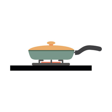 Isolated pot on the stove. Kitchen objects - Vector