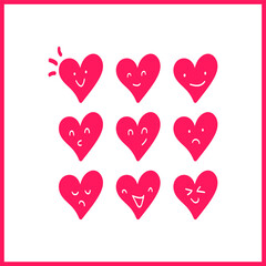 Doodle hearts, hand drawn love heart collection. Symbol of love.
