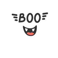 Happy Halloween decor elements. Boo and Vampire Smile