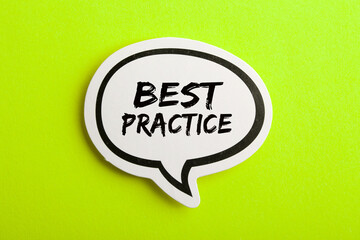 Best Practice Speech Bubble Isolated On Yellow Background