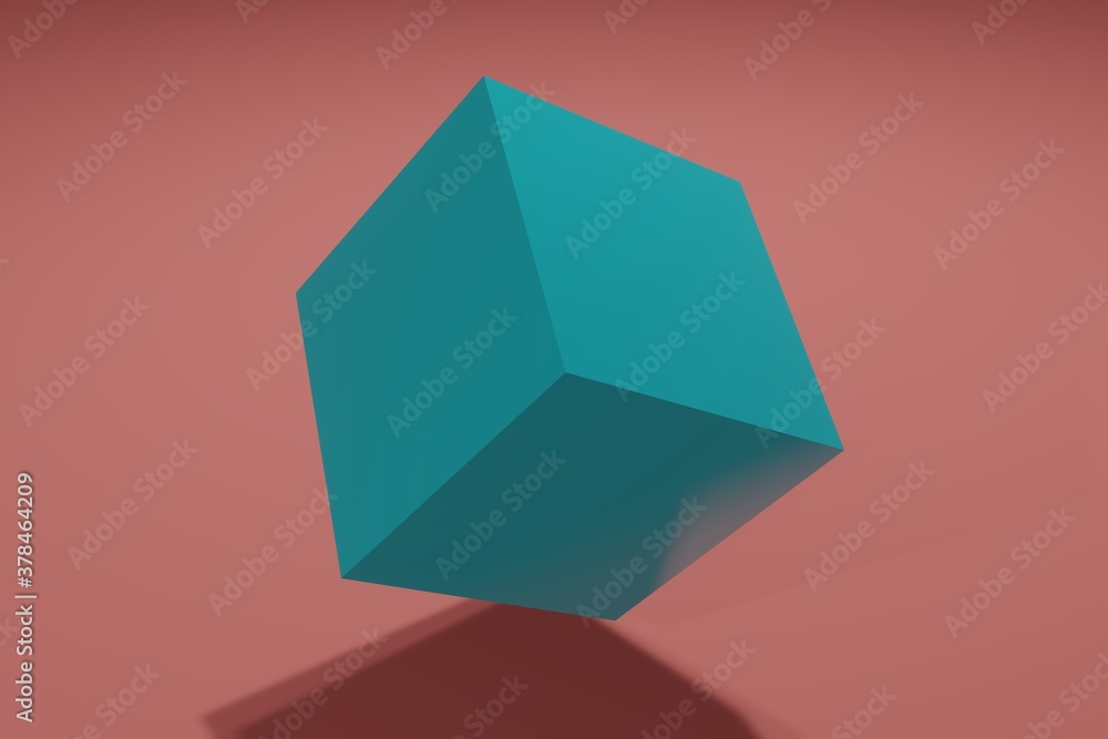 Poster abstract colourful geometry moving on orange background 3d rendering