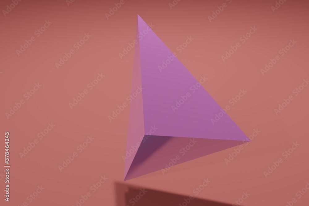 Poster abstract colourful geometry moving on orange background 3d rendering