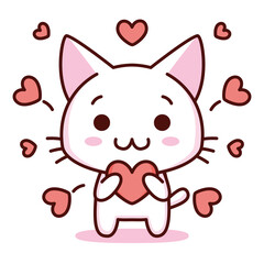 Isolated kitty loving emoji cute sticker icon- Vector