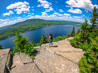 girl on the top of mountain	
