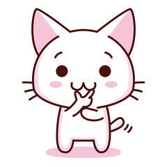 Isolated kitty thinking emoji cute sticker icon- Vector