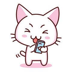 Isolated kitty happy emoji cute sticker icon- Vector