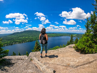 girl on the top of mountain	