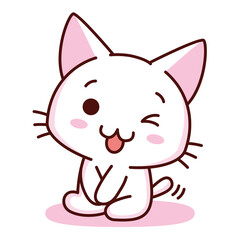 Isolated kitty curious emoji cute sticker icon- Vector