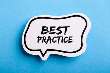 Best Practice Speech Bubble Isolated On Blue Background