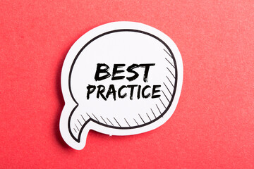 Best Practice Speech Bubble Isolated On Red Background