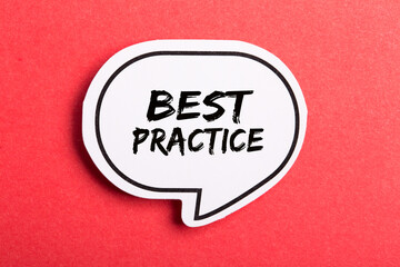 Best Practice Speech Bubble Isolated On Red Background