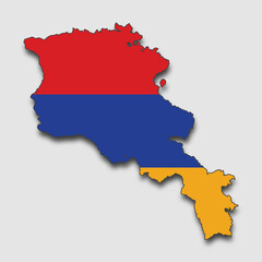 Map of The Republic of Armenia, Filled with the National Flag