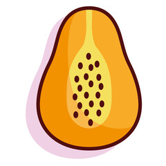 Isolated papaya fruit tropical diet icon- Vector