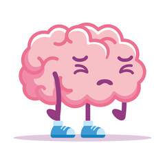 Isolated brain sad emoji emotion cute icon- Vector