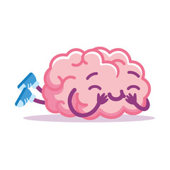 Isolated brain happy emoji emotion cute icon- Vector