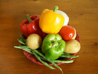 High angle view of fresh vegetables on a platter