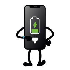 Isolated battery low smartphone emotion emoji icon- Vector