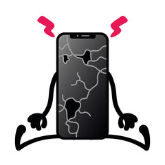Isolated phone broke smartphone emotion emoji icon- Vector