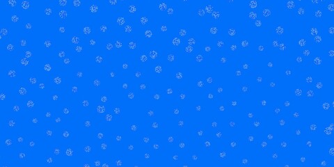 Light pink, blue vector doodle pattern with flowers.