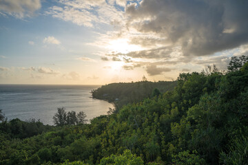 sunset over the sea in Hawaii during summer with beautiful landscape view