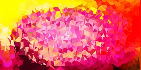 Light pink, yellow vector abstract triangle template.