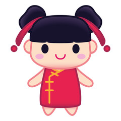 Isolated doll chinese asian culture icon- Vector