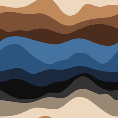 Abstract waves or hills in earthy colors. backdrops with curves layers. Vector illustration in modern art style
