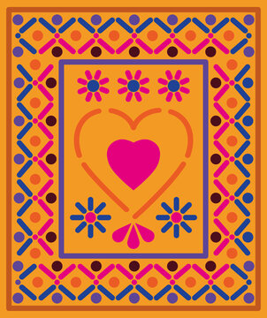 mexican heart in frame vector design