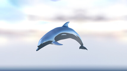 イルカ ガラス 金属 メタル 金 真鍮 ブロンズ 泳ぐ