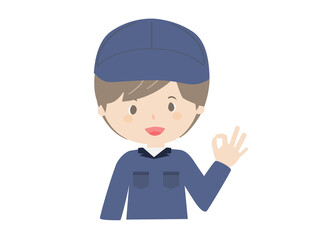 Men in work clothes to pose OK