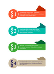 Obraz premium Infographic curled ribbons set. Four options with paragraph signs