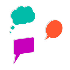 3D vector think cloud and square and round speech bubble set