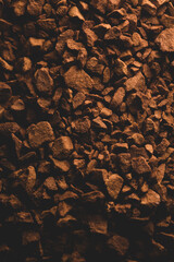 Macro close up portrait of organic soluble coffee , studio lighting, selective focus
