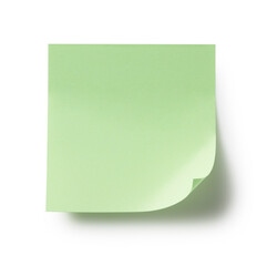 Green sticky notes on a white background