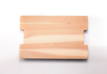 A square wood tray isolated white, top view at the studio.